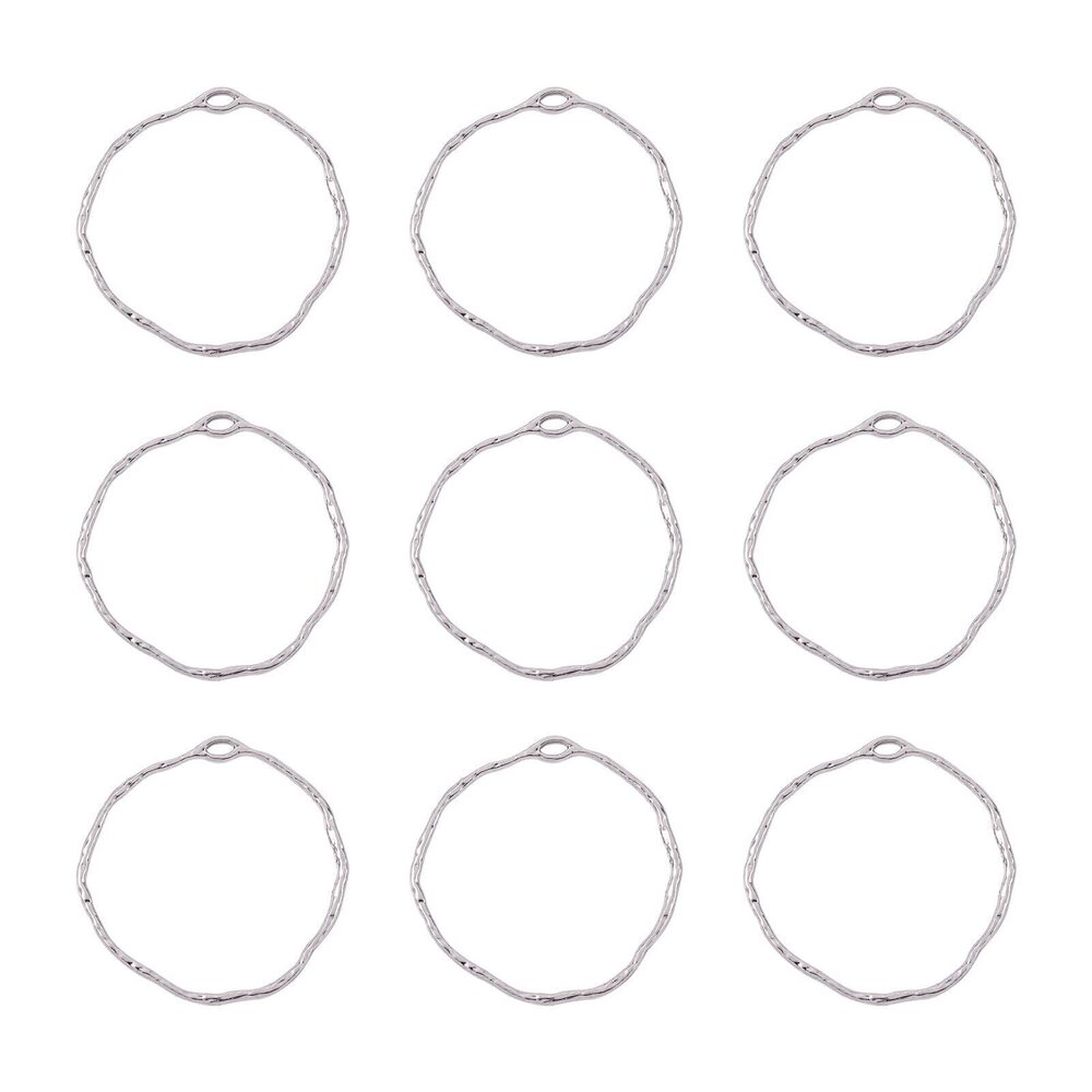 5280 100Pcs Alloy Ring Open Back Bezel Pendants Platinum Hollow Mold